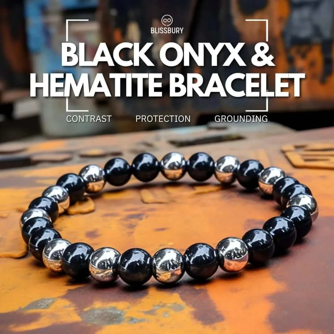 Black Onyx Hematite Bracelet Contrast Protection Grounding