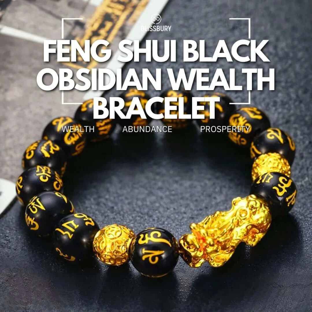 Genuine feng shui black obsidian bracelet deals