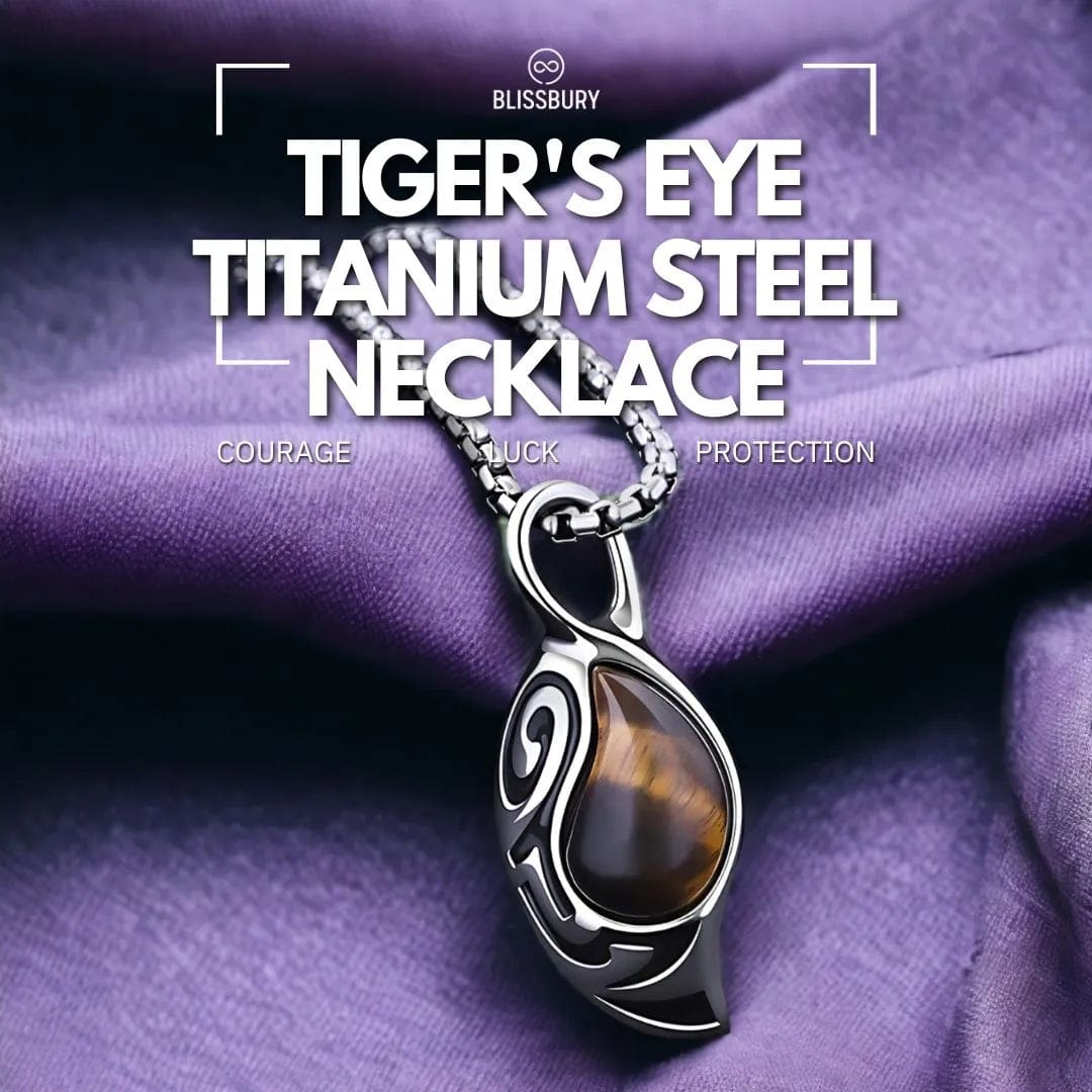 Tiger's Eye Titanium Steel Necklace - Courage, Luck, Protection