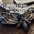 Death's Head Moth Pendant Necklace - Rebirth, Transformation, Mystique, intricately detailed silver moth pendant.