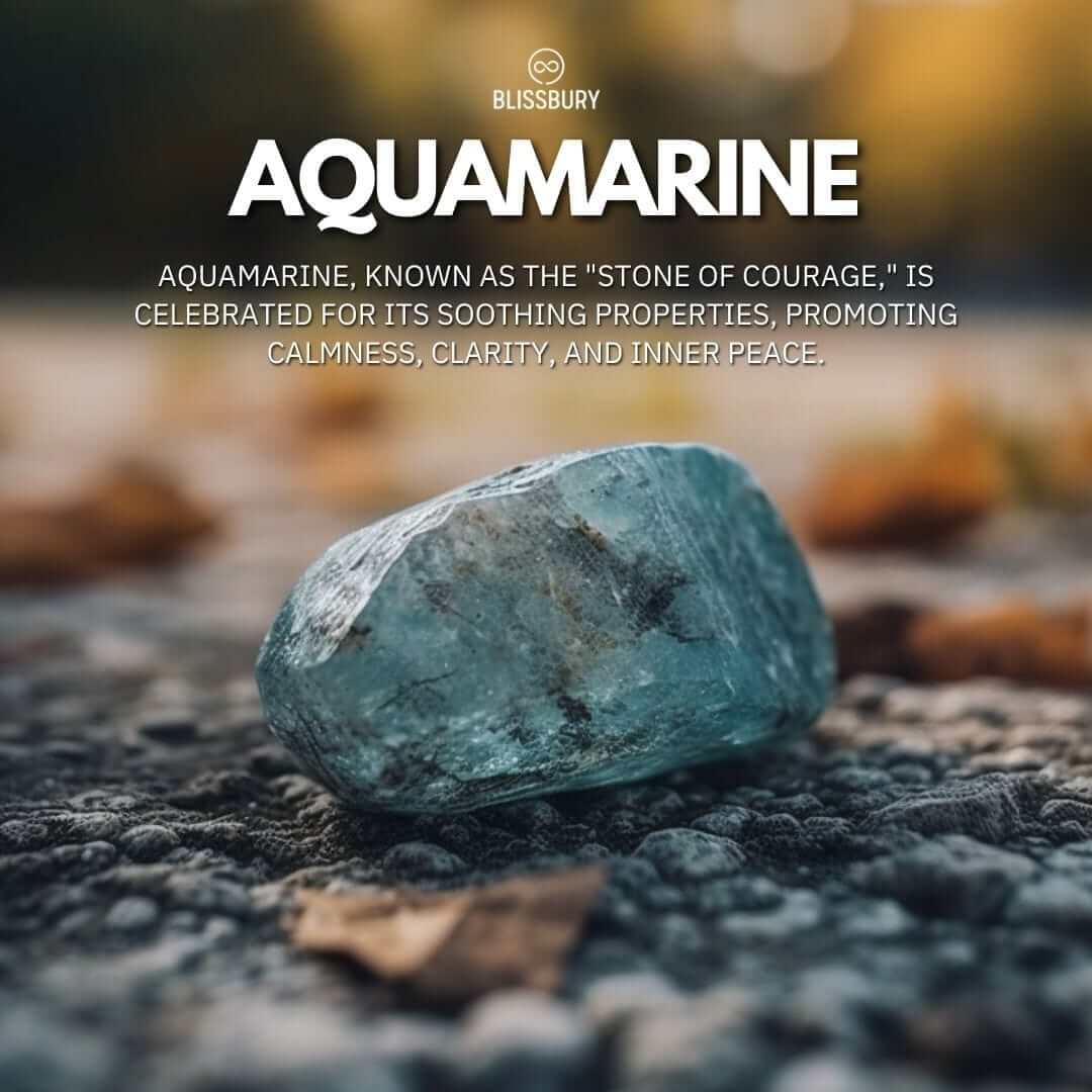 Raw Aquamarine Wire Wrapped Ring - Courage, Clarity, Serenity - Blissbury