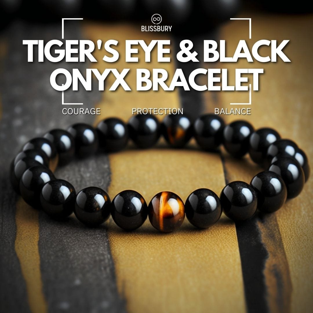 Tiger's Eye & Black Onyx Bracelet - Courage, Protection, Balance (Large)