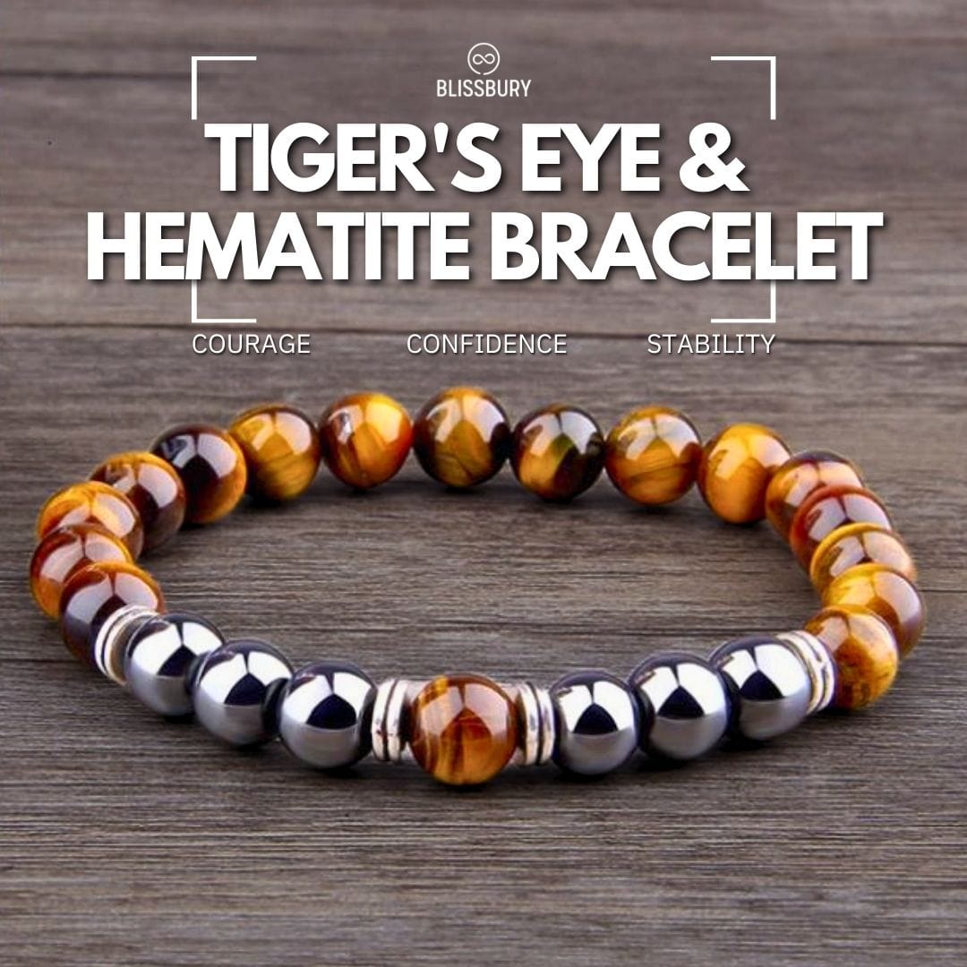 Tiger's Eye & Hematite Bracelet - Courage, Confidence, Stability (Large)