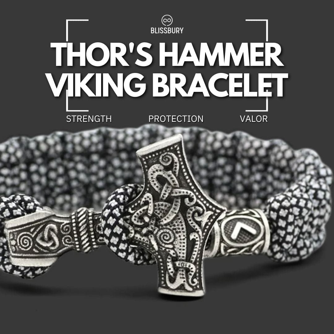 Thor's Hammer Vintage Viking Bracelet- Strength, Protection, Valor (Large)
