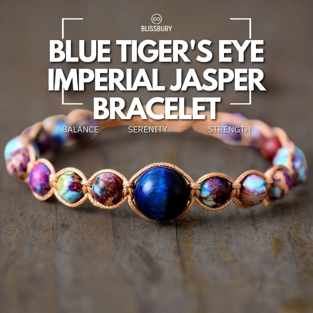 Blue Tiger's Eye Imperial Jasper Bracelet - Balance, Serenity, Strength