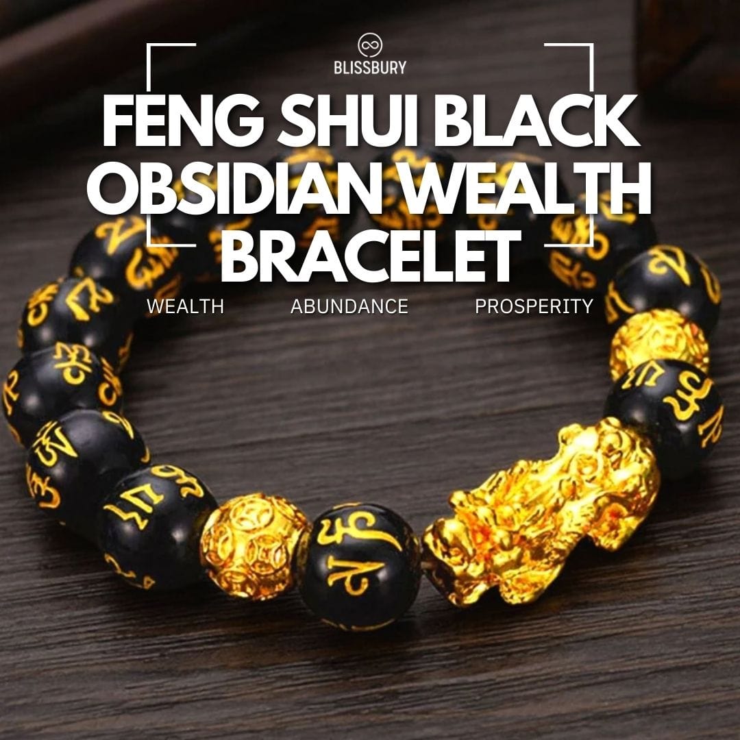 Feng Shui Black Obsidian Wealth Bracelet - Wealth, Abundance, Prosperity (Large)