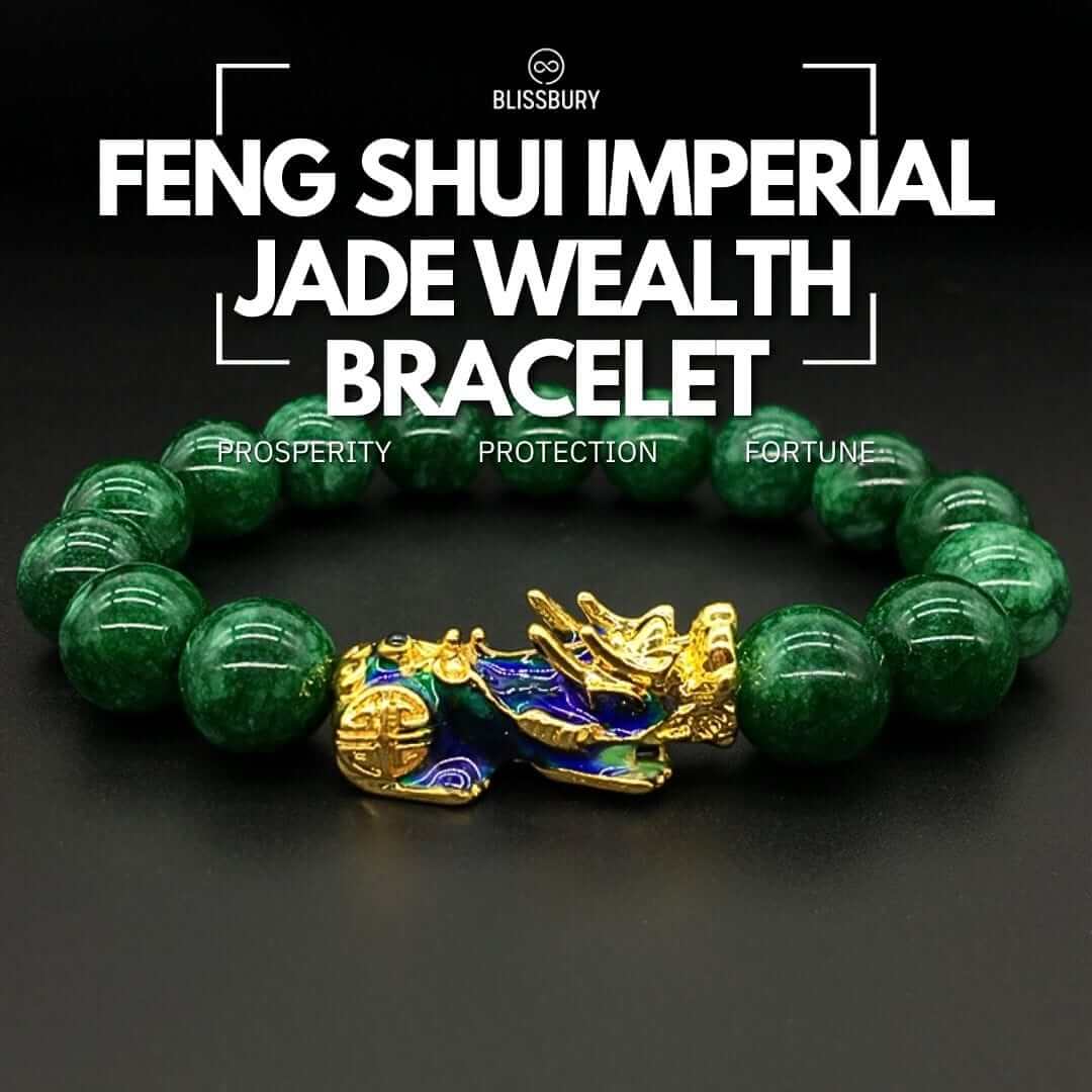 Feng Shui Imperial Jade Wealth Bracelet - Prosperity, Protection, Fortune (Large)