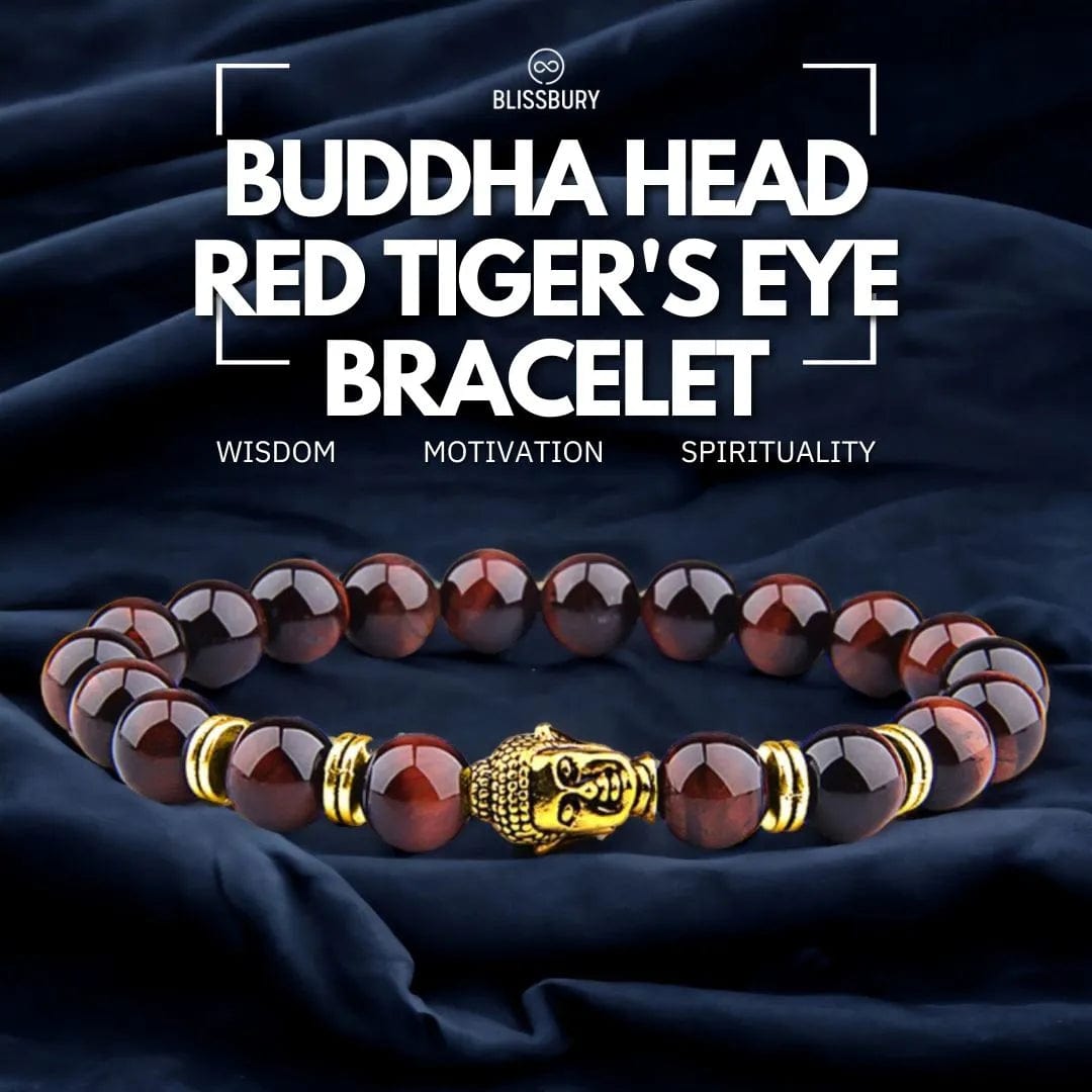 Buddha Head Red Tiger's Eye Bracelet - Wisdom, Motivation, Spirituality