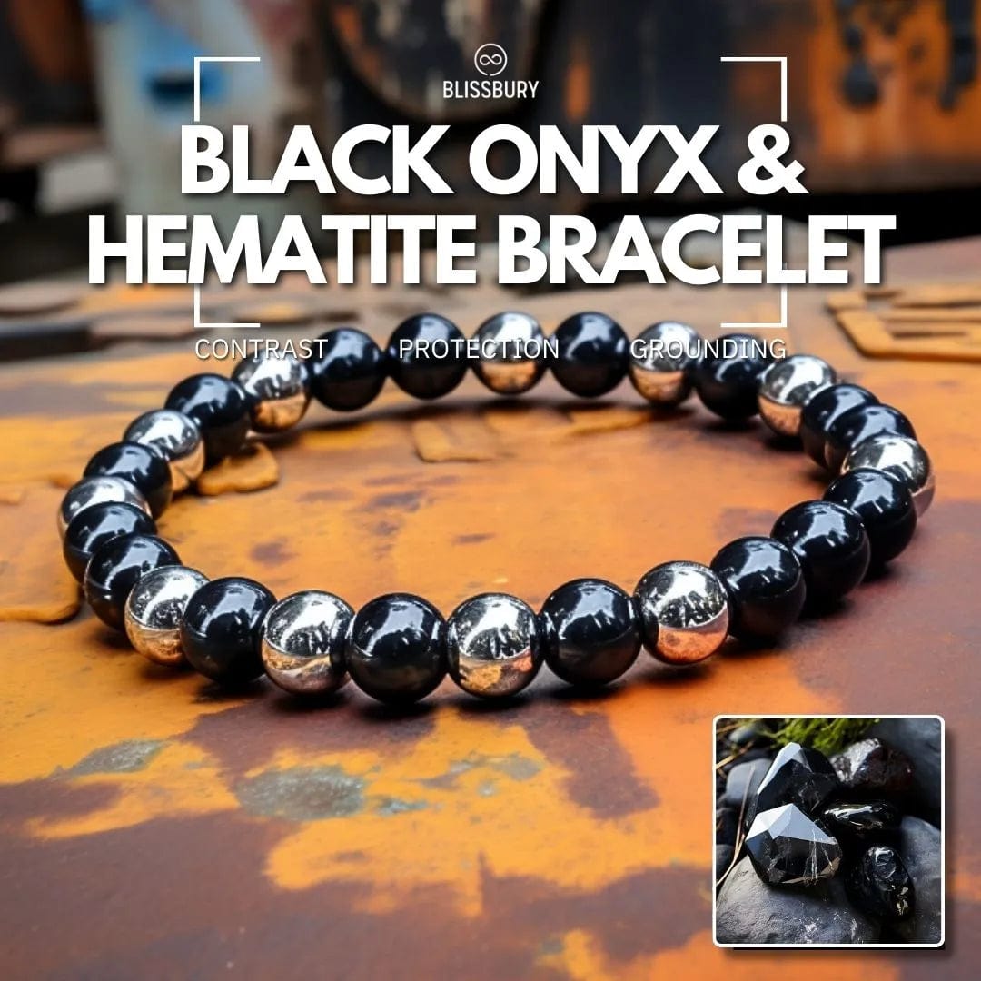 Black Onyx & Hematite Bracelet - Contrast, Protection, Grounding