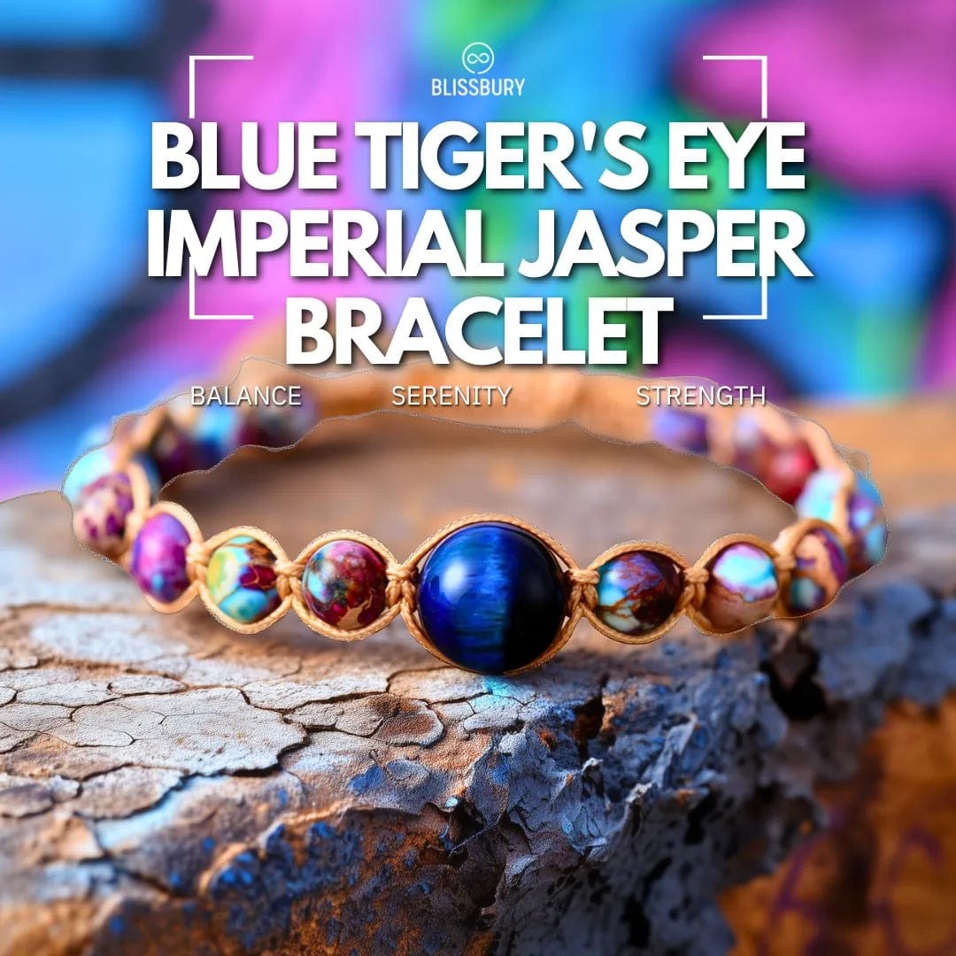 Blue Tiger's Eye Imperial Jasper Bracelet - Balance, Serenity, Strength