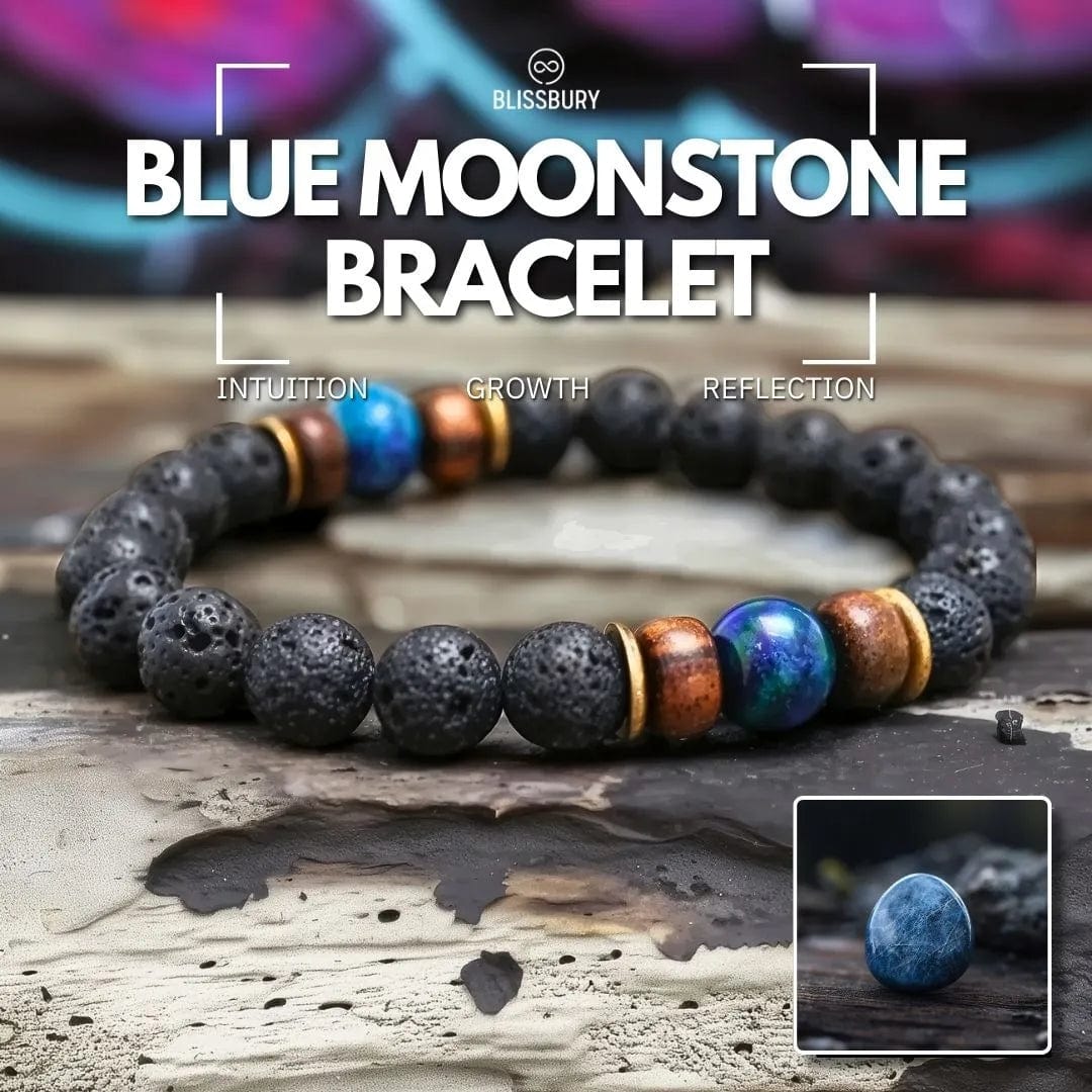 Bracelet Pierre de Lune Bleue - Intuition, Croissance, Réflexion