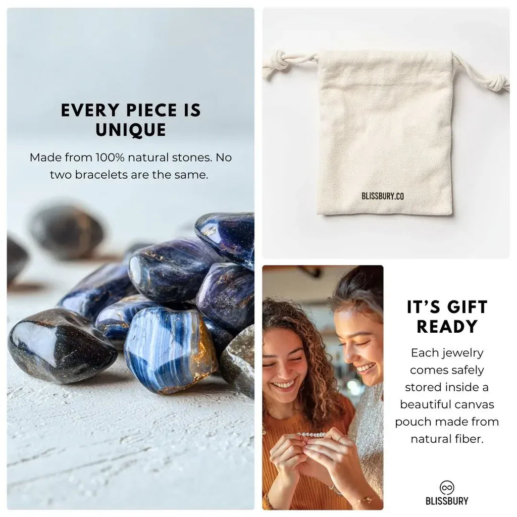 Blue Tiger's Eye Bracelet - Focus, Clarity, Grounding - Blissbury