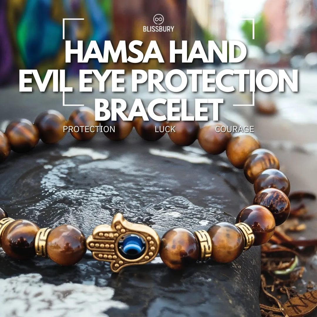 Hamsa Hand Evil Eye Protection Bracelet - Protection, Luck, Courage