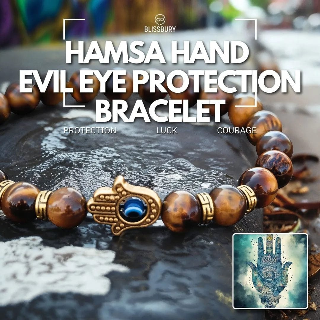 Hamsa Hand Evil Eye Protection Bracelet - Protection, Luck, Courage