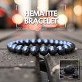 Hematite bracelet, featuring smooth, dark gray beads, symbolizing grounding, balance, and strength.
