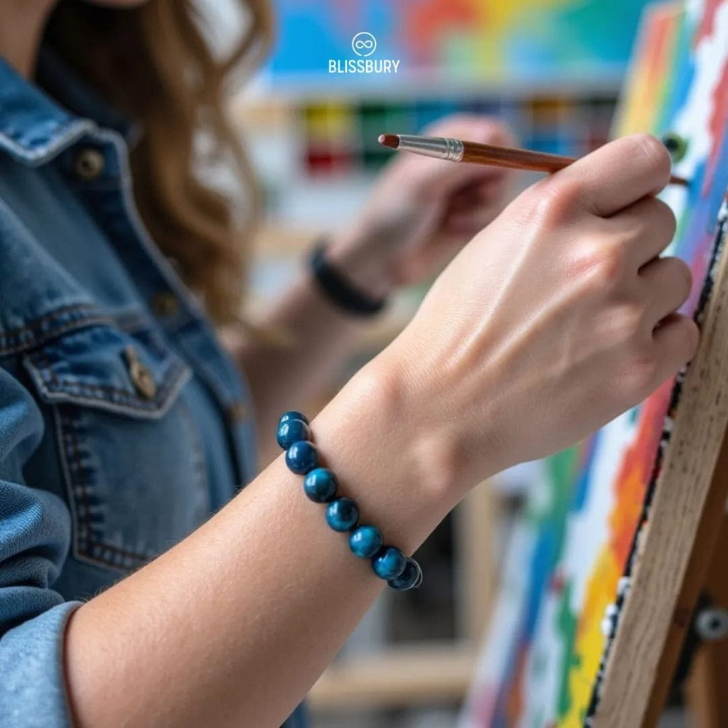Blue Tiger's Eye Bracelet - Focus, Clarity, Grounding - Blissbury