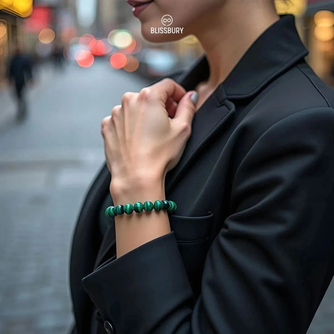 Green Malachite Bracelet - Growth, Optimism, Resilience - Blissbury