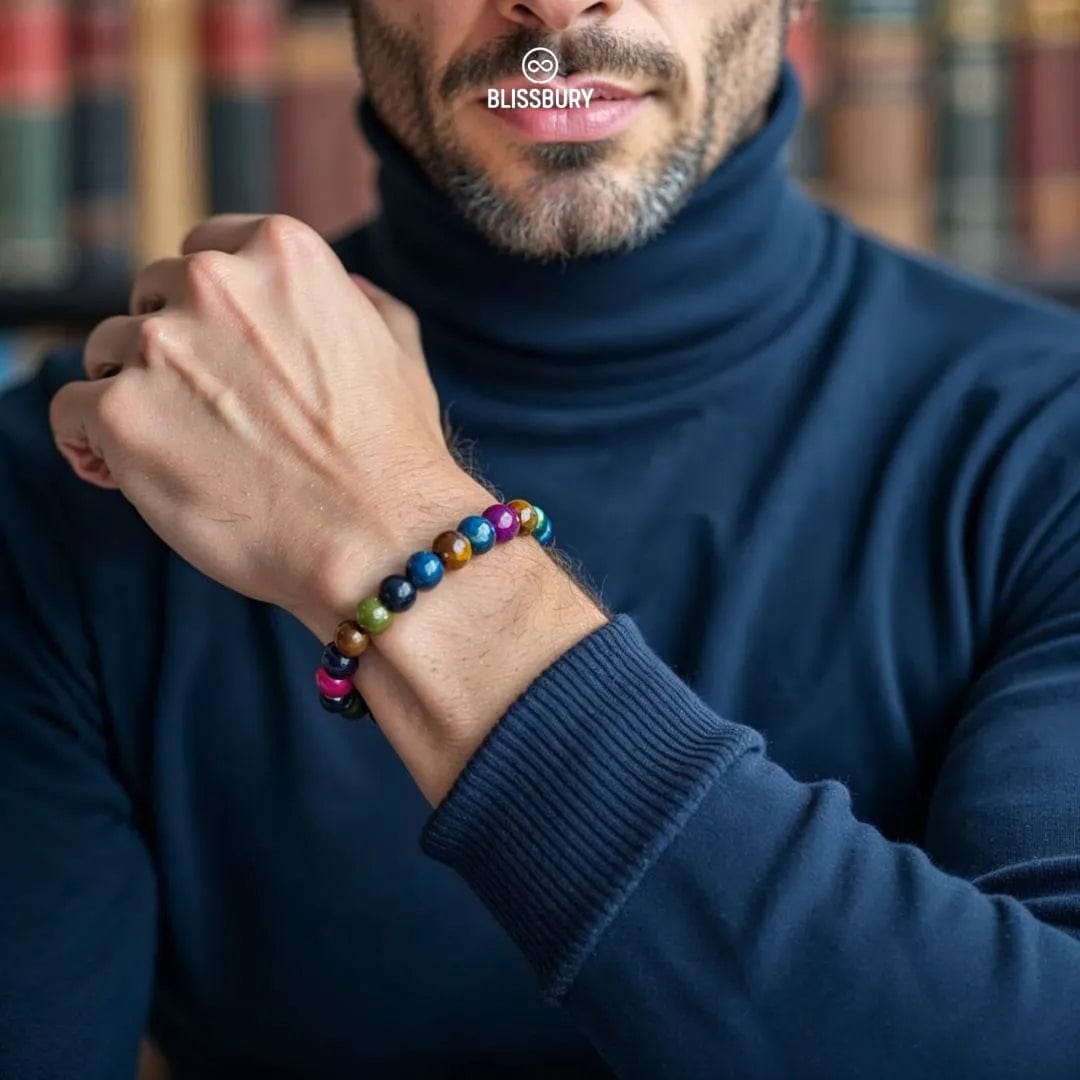 Nebula Multicolor Tiger's Eye Bracelet - Wonder, Intuition, Focus - Blissbury