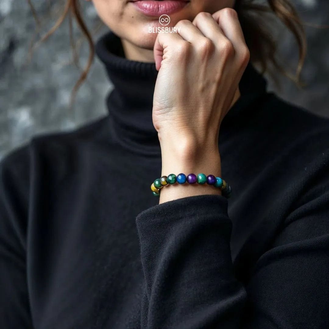 Rainbow Aura Quartz Bracelet - Spirituality, Creativity, Clarity - Blissbury