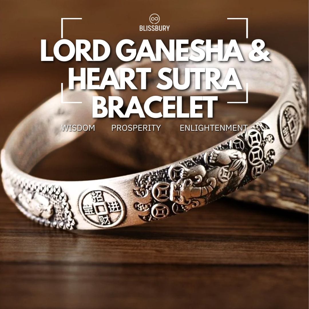 Lord Ganesha & Heart Sutra Bracelet - Wisdom, Prosperity, Enlightenment