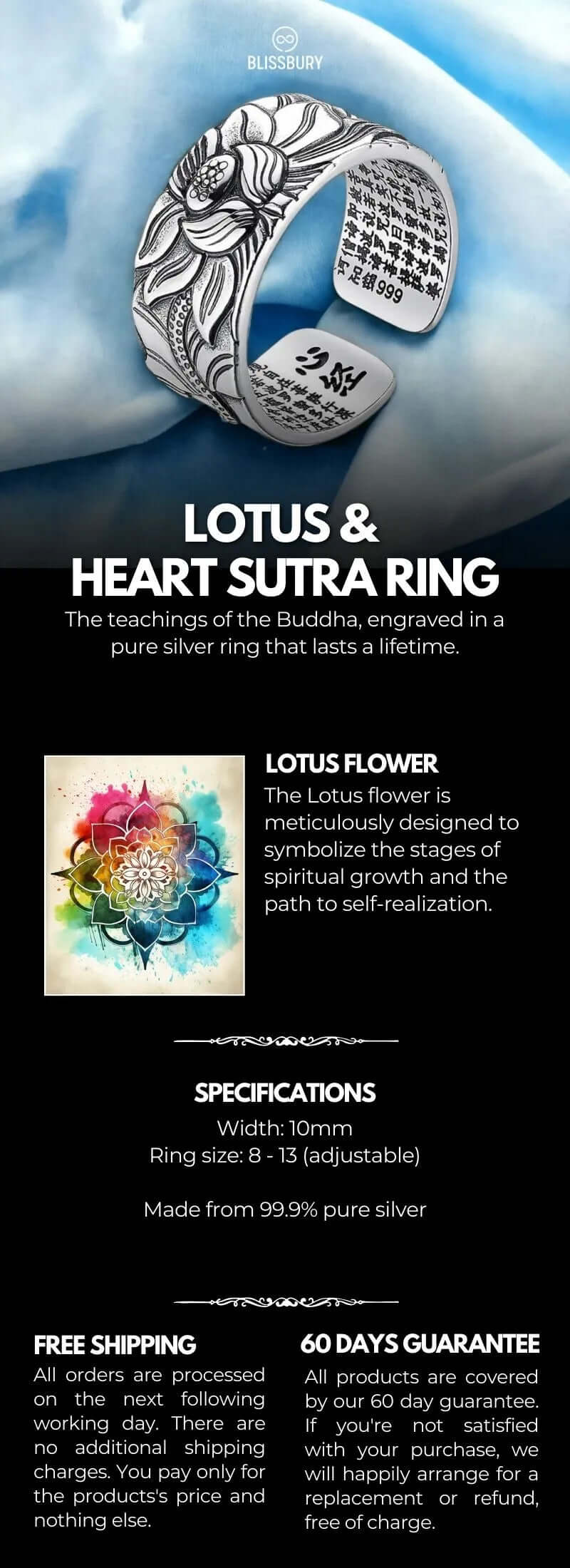 Lotus Heart Sutra Ring Purity Wisdom Mindfulness