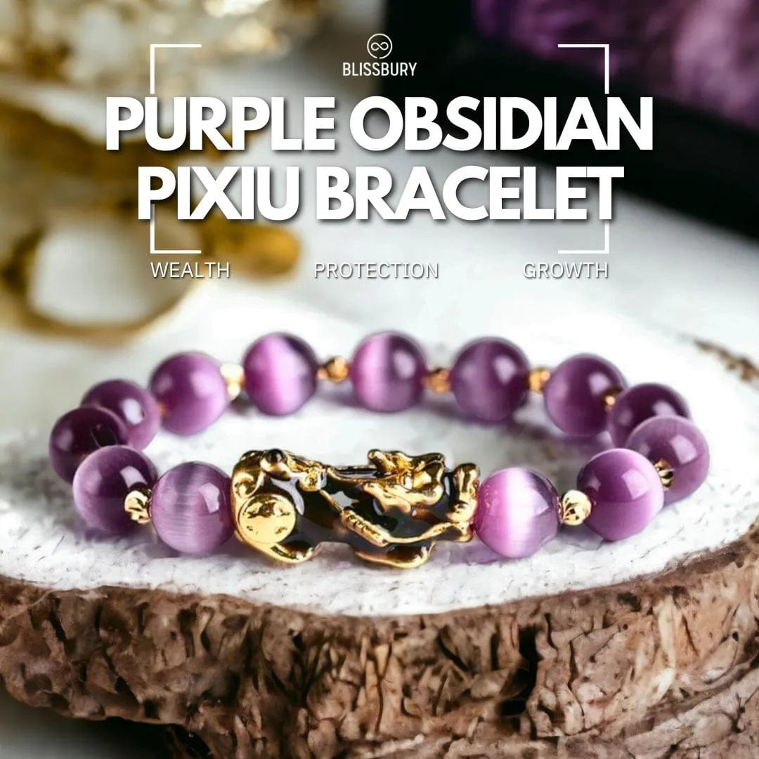 Purple Obsidian Pixiu Bracelet - Wealth, Protection, Growth