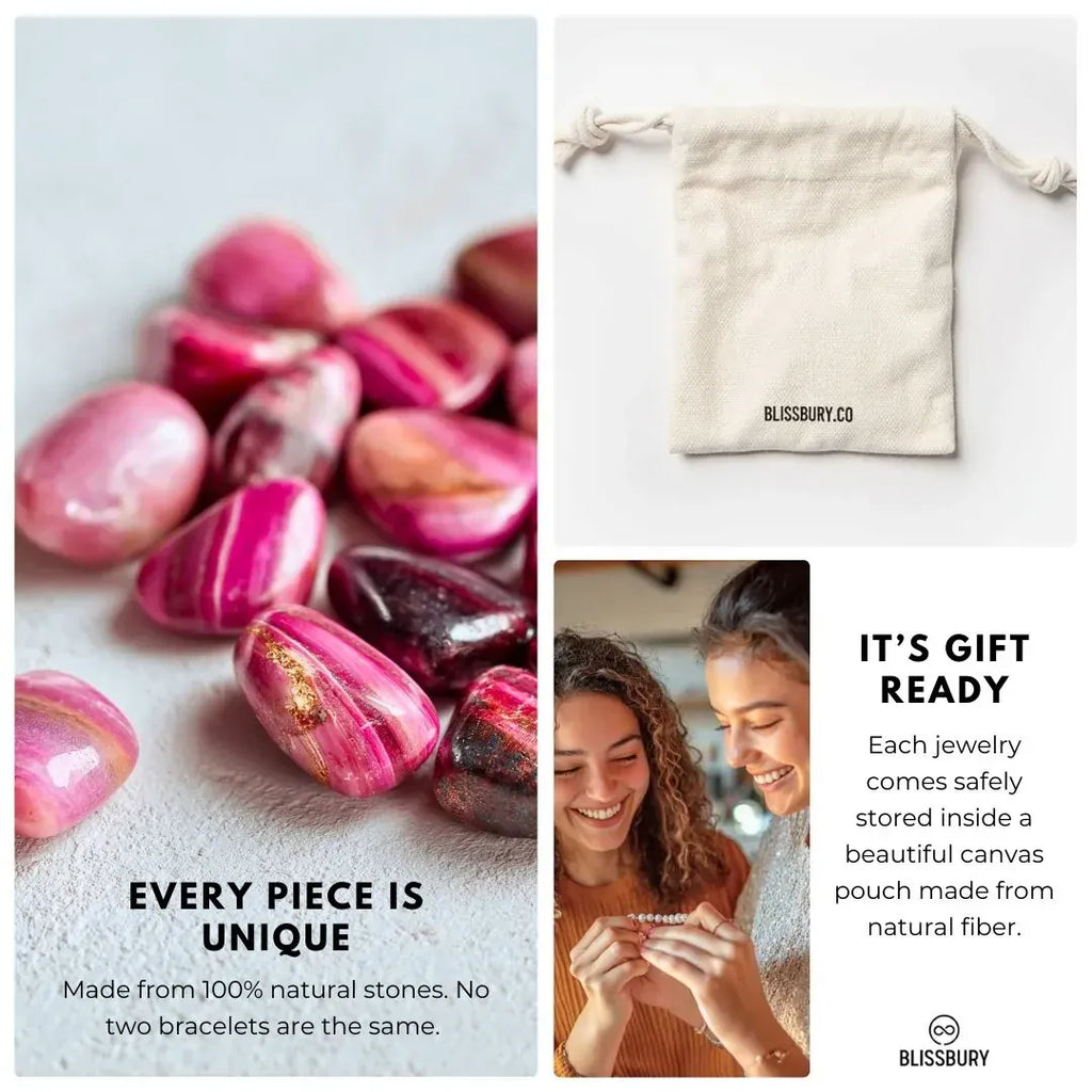 Pink Tiger's Eye Bracelet - Acceptance, Confidence, Inspiration - Blissbury