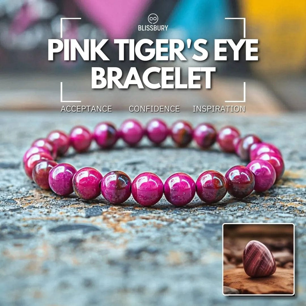 Pink Tiger's Eye Bracelet - Acceptance, Confidence, Inspiration, featuring smooth, polished pink tiger's eye beads.