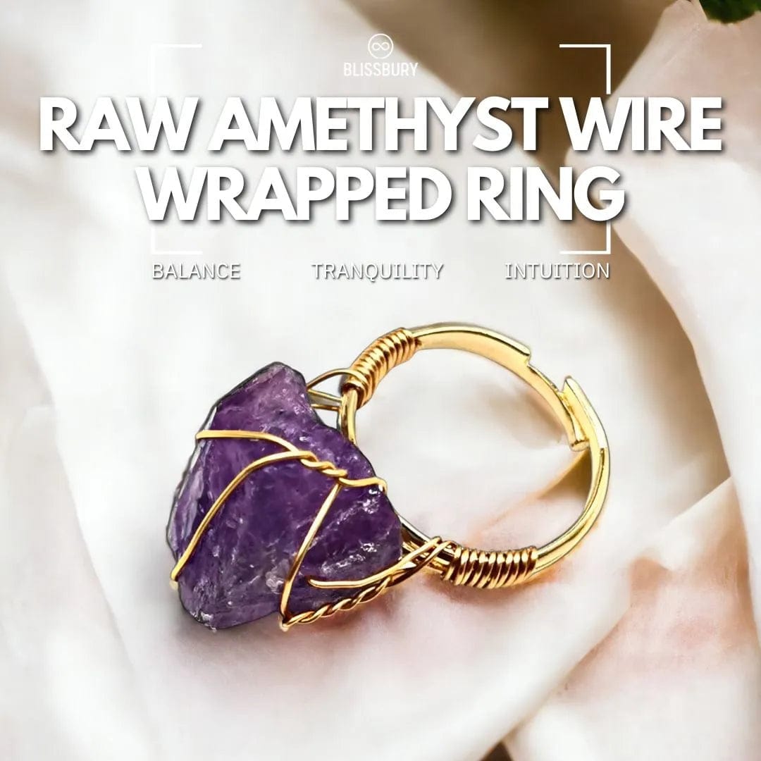Raw Amethyst Wire Wrapped Ring - Balance, Tranquility, Intuition