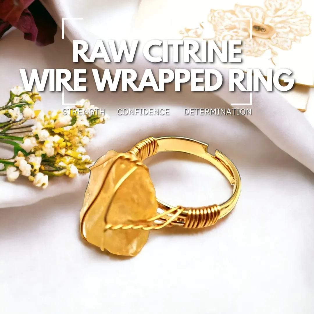 Raw Citrine Wire Wrapped Ring - Warmth, Abundance, Prosperity
