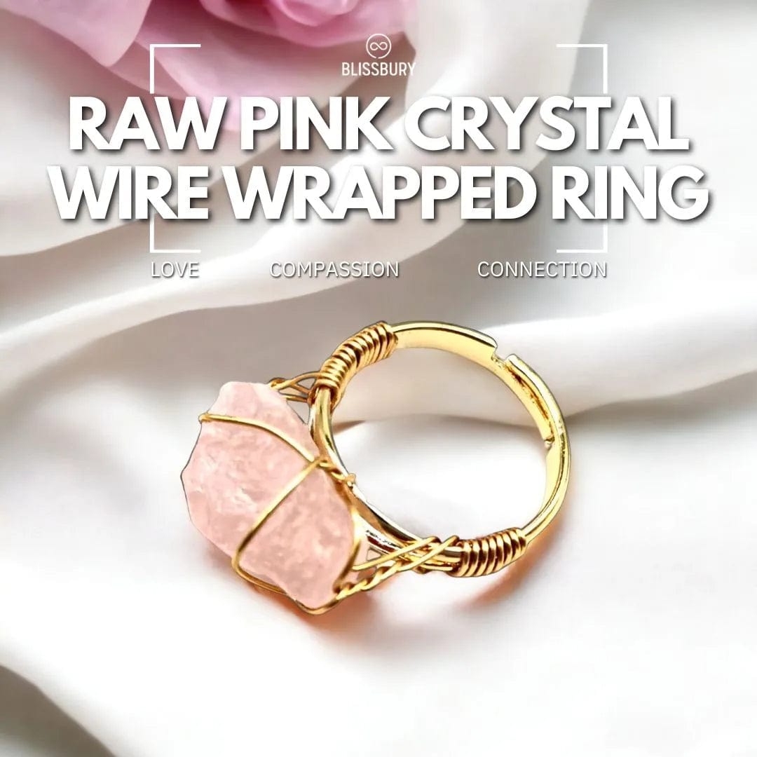 Raw Pink Crystal Wire Wrapped Ring - Love, Compassion, Connection