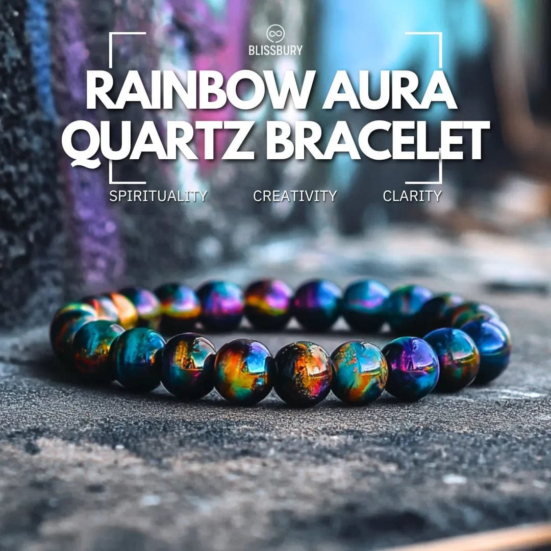 Rainbow Aura Quartz Bracelet - Spirituality, Creativity, Clarity