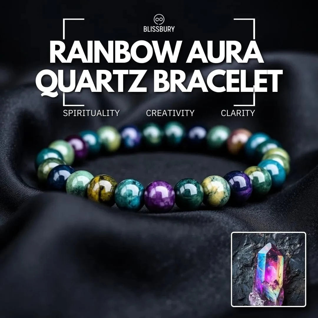 Bracelet en quartz aura arc-en-ciel - Spiritualité, créativité, clarté