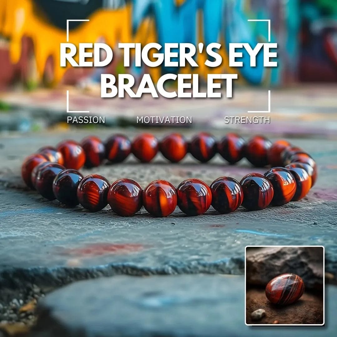 Bracelet Oeil de Tigre Rouge - Passion, Motivation, Force 