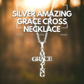 Silver Amazing Grace Cross Necklace - Faith, Love, Grace, showcasing a delicate silver cross pendant with an engraved