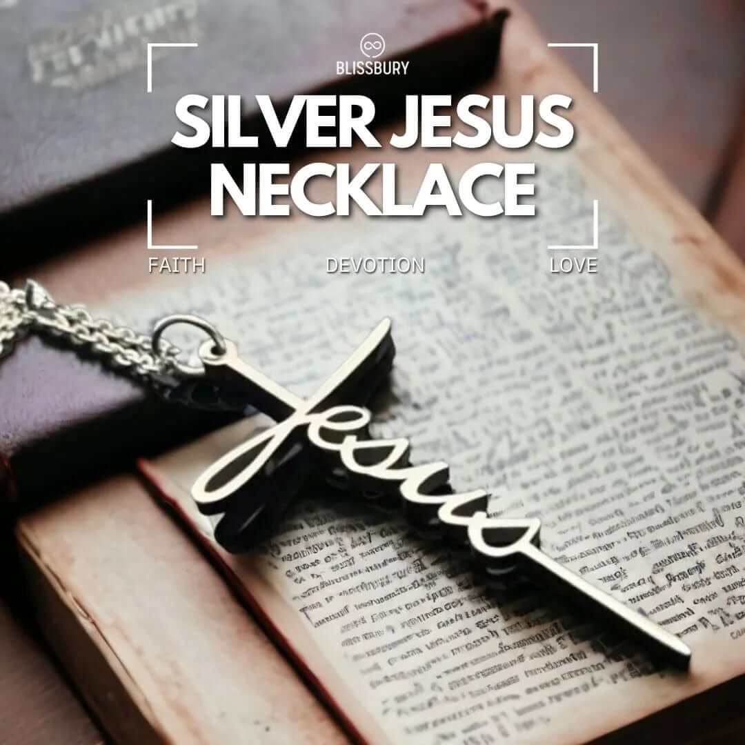 Silver Jesus Necklace - Faith, Devotion, Love - Blissbury