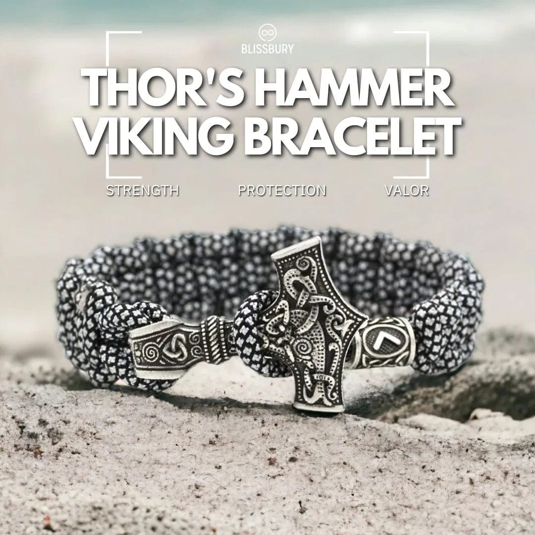 Thor's Hammer Vintage Viking Bracelet - Strength, Protection, Valor