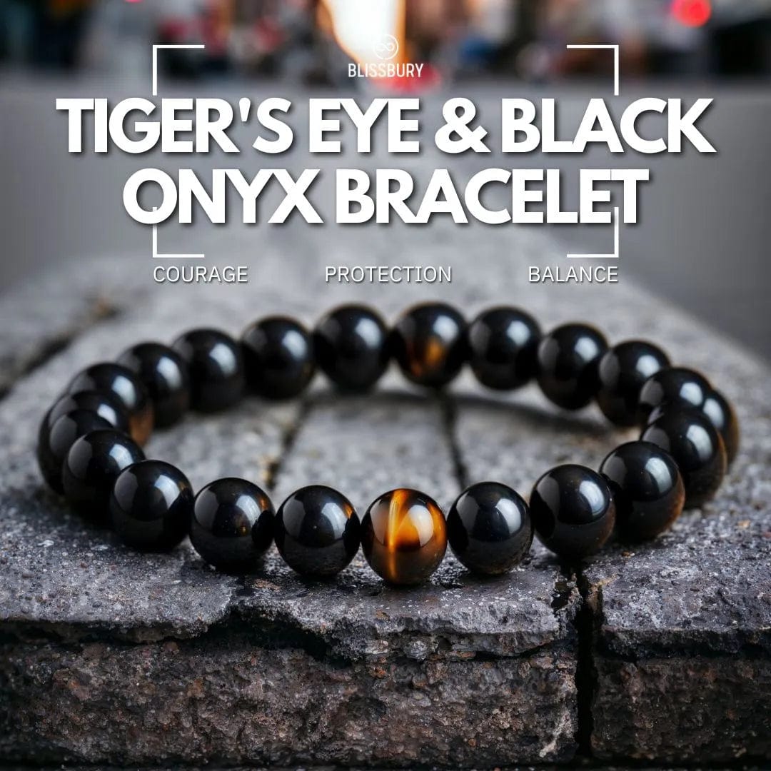 Tiger's Eye & Black Onyx Bracelet - Courage, Protection, Balance