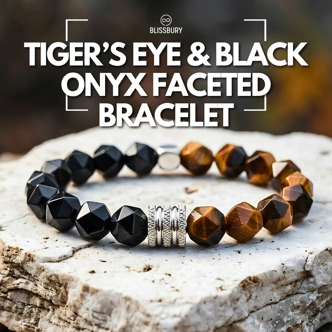 Tiger's Eye & Black Onyx Faceted Bracelet - Iron Resolve