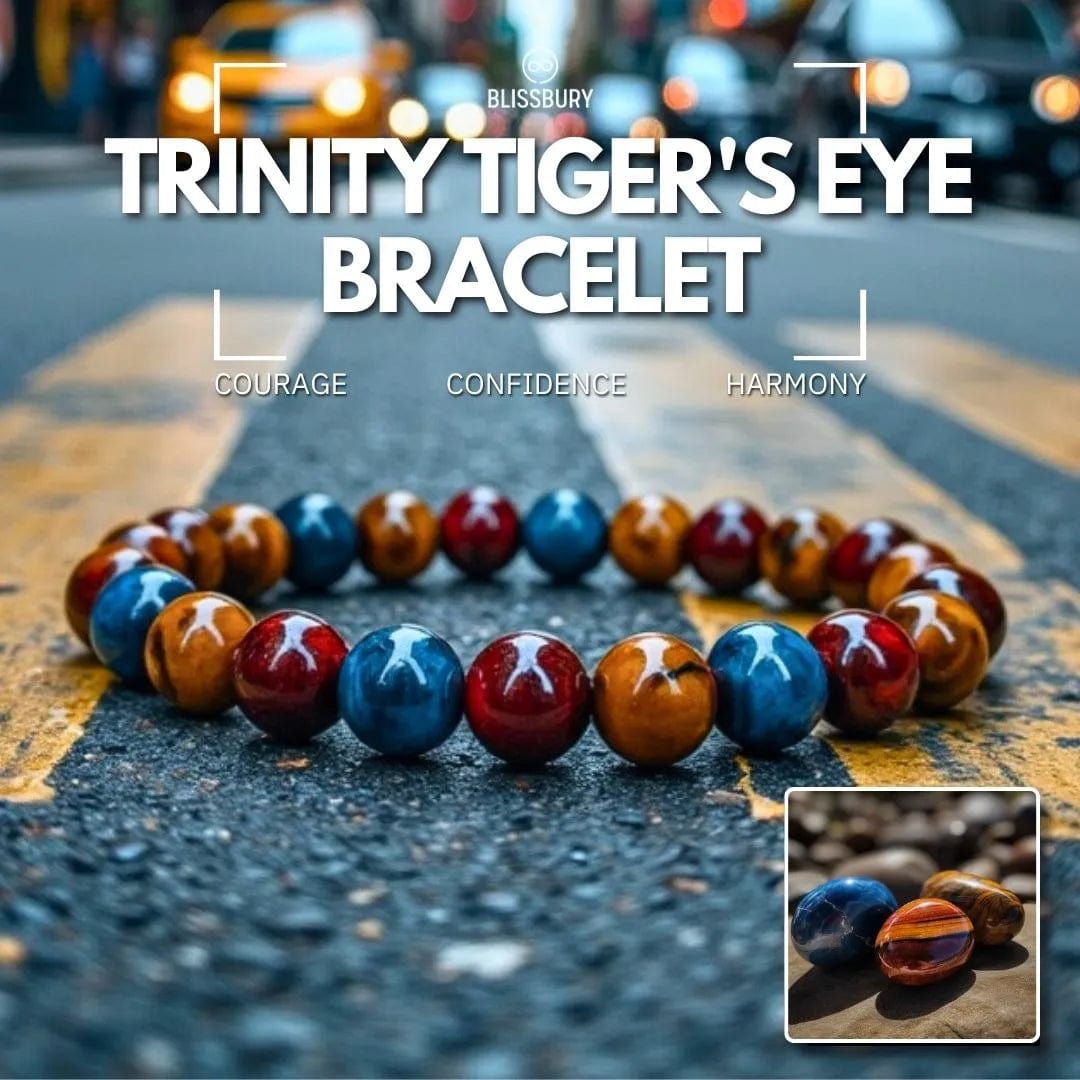 Trinity Tiger's Eye Bracelet - Courage, Confidence, Harmony