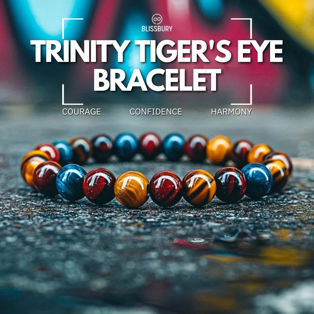 Trinity Tiger's Eye Bracelet - Courage, Confidence, Harmony