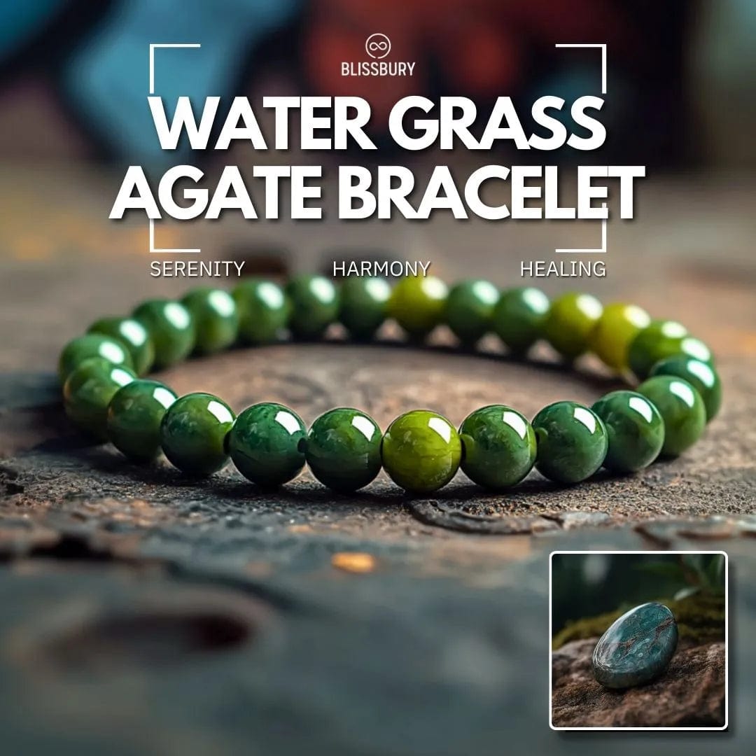 Bracelet Agate Herbe d'Eau - Sérénité, Harmonie, Guérison