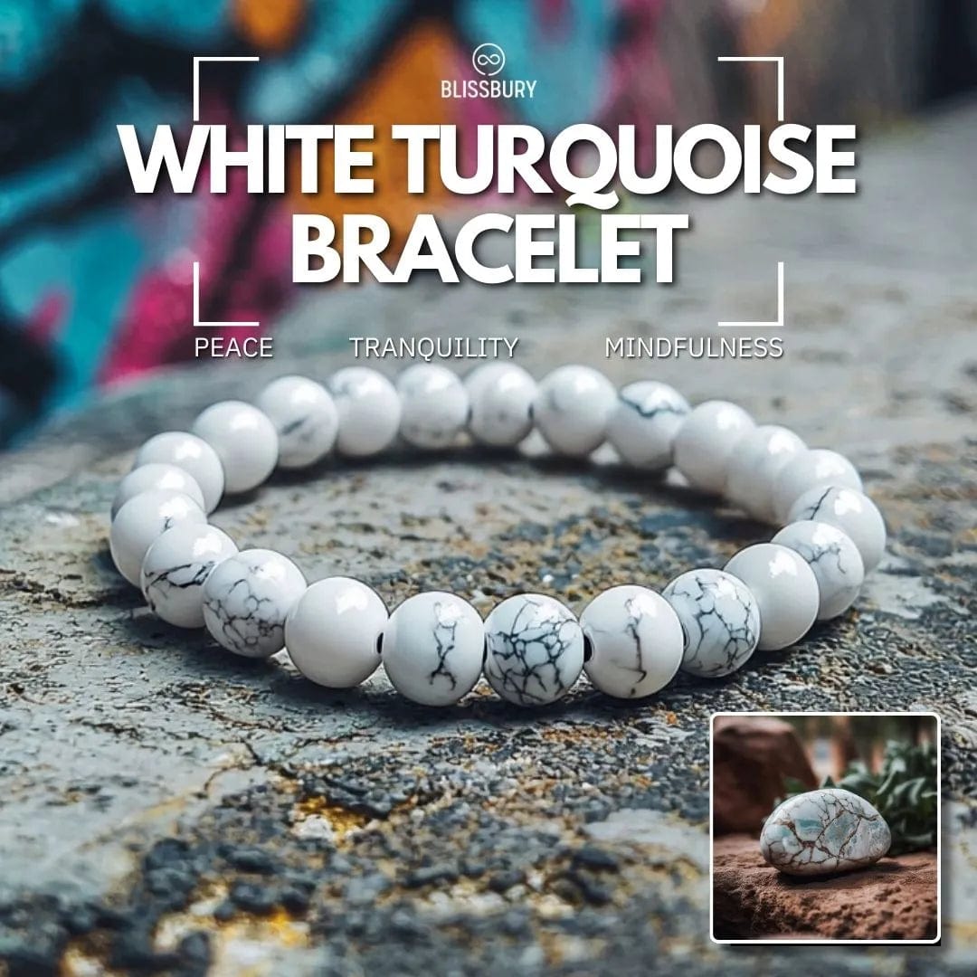 Bracelet Turquoise Blanc - Paix, Tranquillité, Pleine Conscience