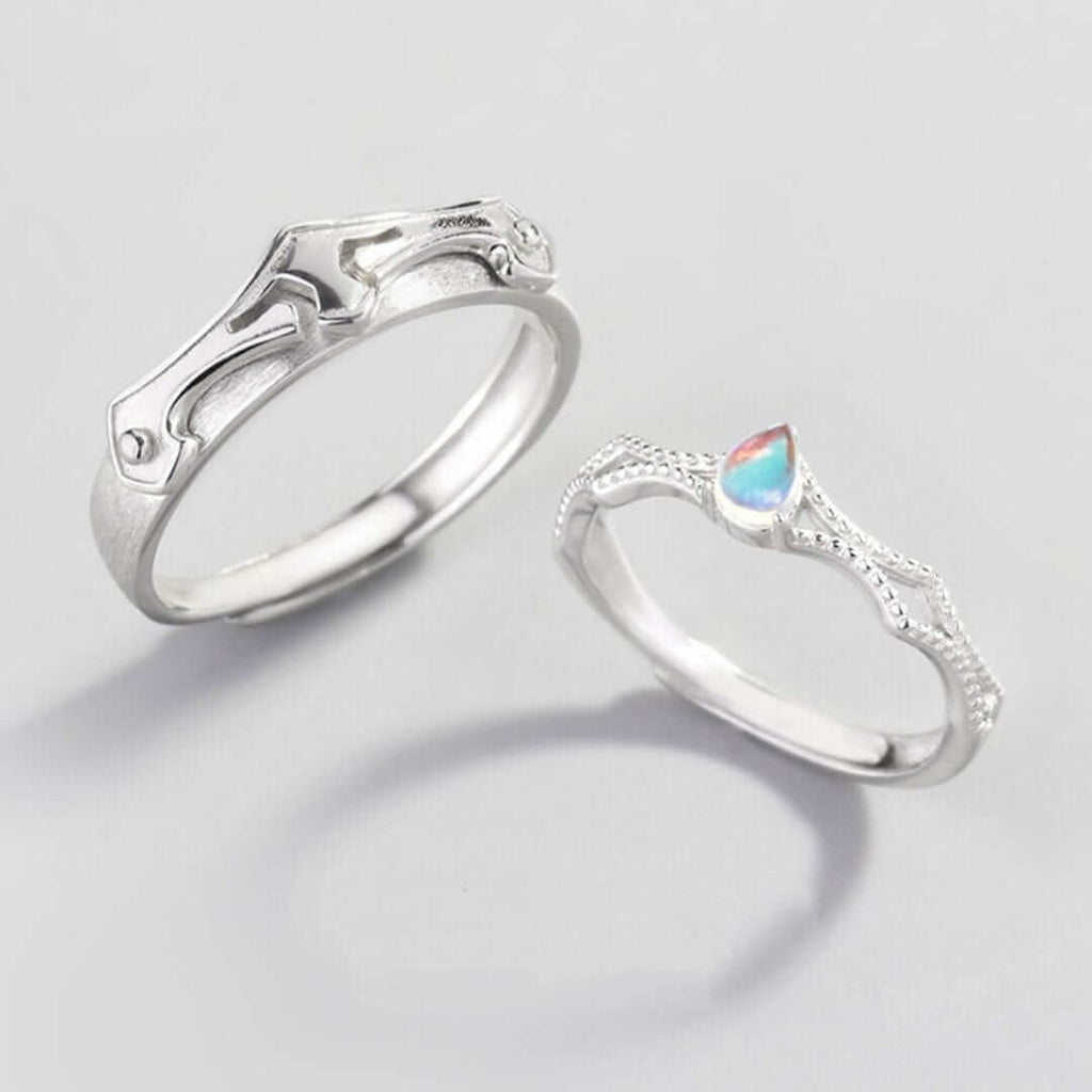 Knight & Princess White Gold Plated Couple Ring - Love, Devotion, Commitment - Blissbury
