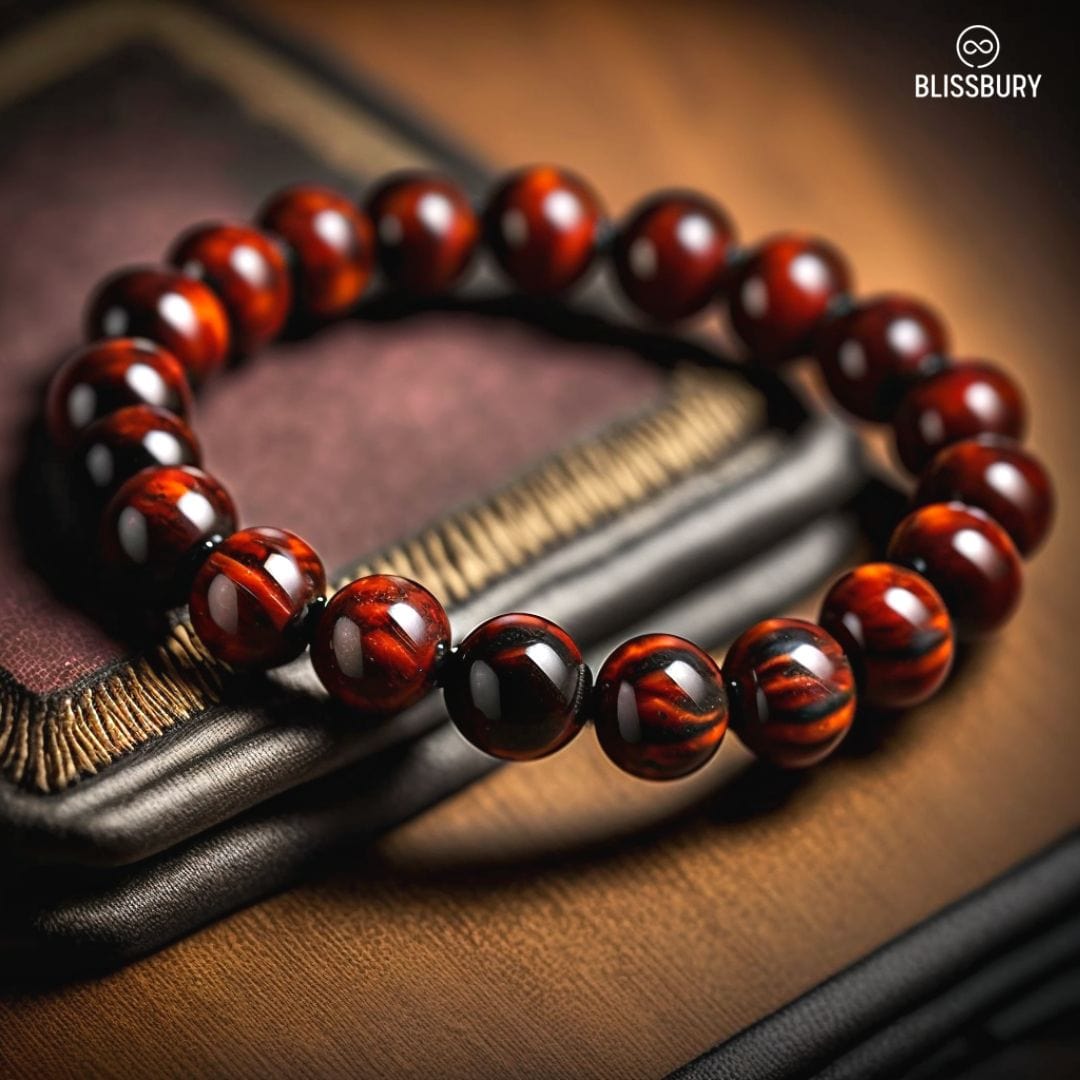 Buy MAUTIK SADIWALA Natural Red Tiger Eye Bracelet 10mm Beads Size Unisex  Bracelet at Amazon.in